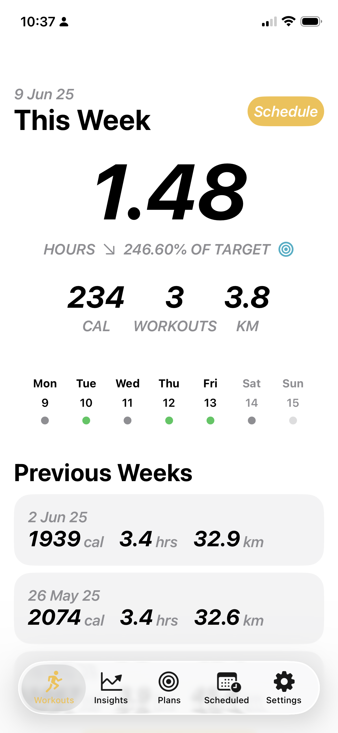 Training Cadence App Screenshot